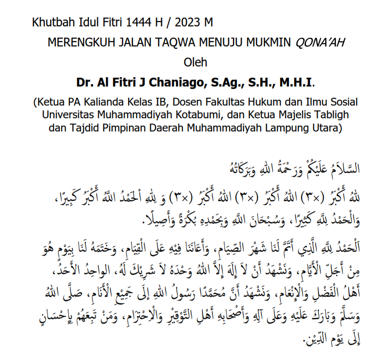 Khutbah 1444 H
